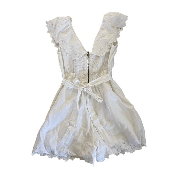 NEW La Vie Rebecca Taylor White Linen Short Playsuit Romper - Picture 11 of 11